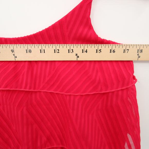 Anthropologie Amadi Top Hot Pink Ruffle Textured Lined Preppy Flowy Scoop Neck - Picture 7 of 11